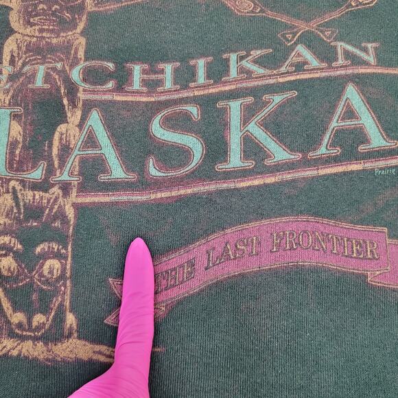 Vintage Alaska Ketchikan Totem Sweatshirt 2XL 26x26 Boxy USA - Picture 5 of 16